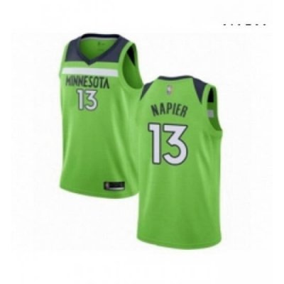 Mens Minnesota Timberwolves 13 Shabazz Napier Authentic Green Basketball Jersey Statement Edition