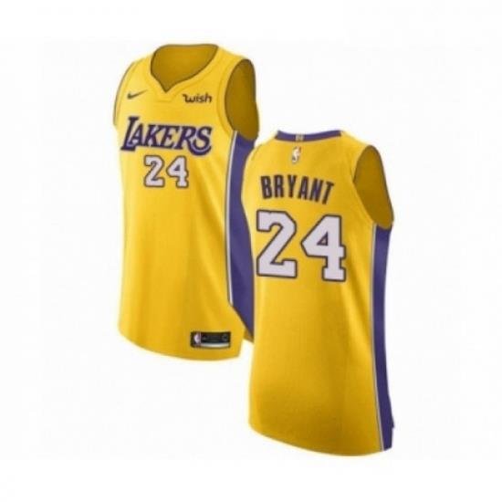 Mens Los Angeles Lakers 24 Kobe Bryant Authentic Gold Home Basketball Jersey Icon Edition