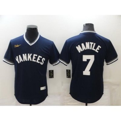 Men NeW York Yankees 7 Mickey Mantle Navy Stitched Baseball jersey