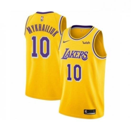 Youth Los Angeles Lakers 10 Sviatoslav Mykhailiuk Swingman Gold Basketball Jersey Icon Edition