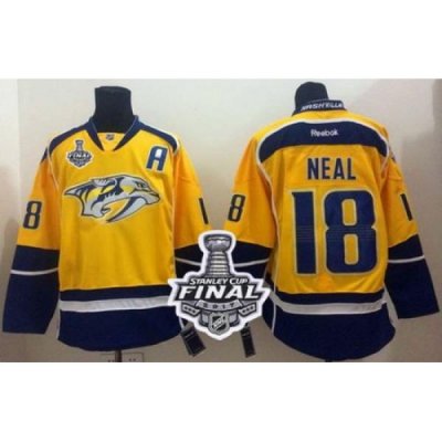 Predators #18 James Neal Yellow Home 2017 Stanley Cup Final Patch Stitched NHL Jersey