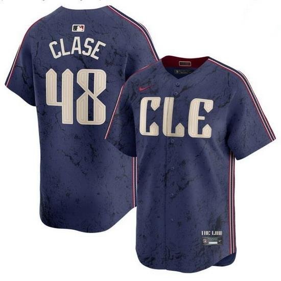 Men Cleveland Guardians 48 Emmanuel Clase Navy 2024 City Connect Limited Stitched Baseball Jersey