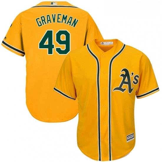 Youth Majestic Oakland Athletics 49 Kendall Graveman Authentic Gold Alternate 2 Cool Base MLB Jersey