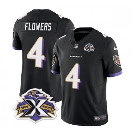 Men Baltimore Ravens 4 Zay Flowers Black 2023 F U S E With Patch Throwback Vapor Limited Jersey