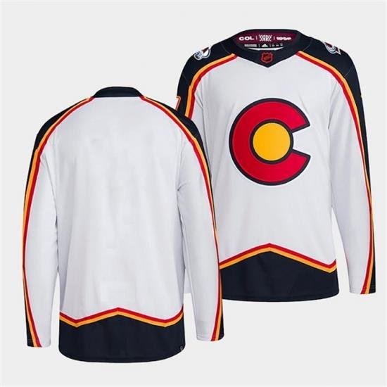 Men Colorado Avalanche Blank White 2022 23 Reverse Retro Stitched Jersey