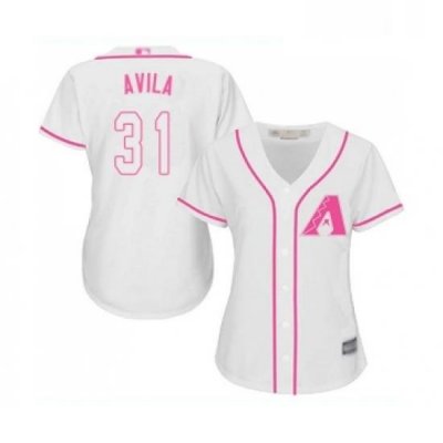 Womens Arizona Diamondbacks 31 Alex Avila Replica White Fashion Baseball Jersey