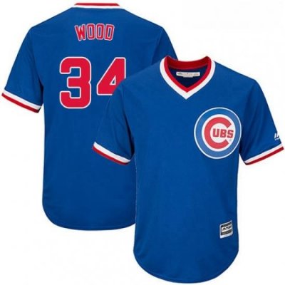 Youth Majestic Chicago Cubs 34 Kerry Wood Replica Royal Blue Cooperstown Cool Base MLB Jersey