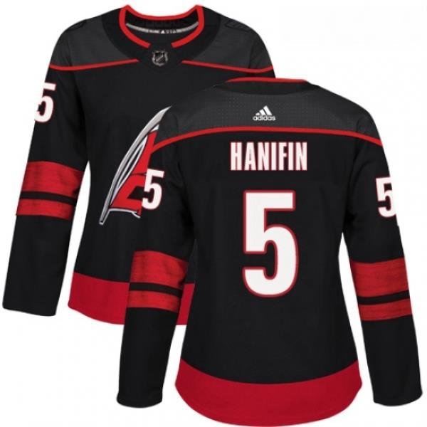 Womens Adidas Carolina Hurricanes 5 Noah Hanifin Authentic Black Alternate NHL Jersey