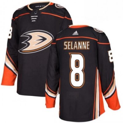 Mens Adidas Anaheim Ducks 8 Teemu Selanne Authentic Black Home NHL Jersey