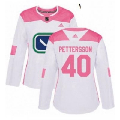 Womens Adidas Vancouver Canucks 40 Elias Pettersson White Pink Authentic Fashion Stitched NHL Jersey