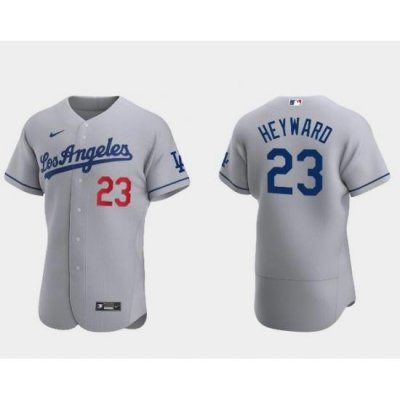 Men Los Angeles Dodgers Jason HeyWard #23 Grey Flex Base Stitched MLB jersey