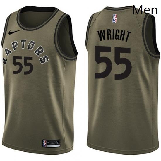 Mens Nike Toronto Raptors 55 Delon Wright Swingman Green Salute to Service NBA Jersey