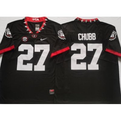 Men Georgia Bulldogs #27 Nick Chubb College Football Jerseys Black