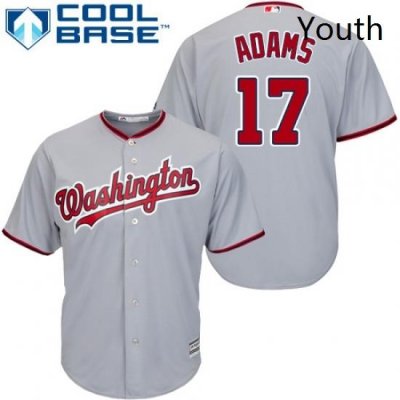 Youth Majestic Washington Nationals 17 Matt Adams Replica Grey Road Cool Base MLB Jersey