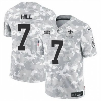 Men New Orleans Saints 7 Taysom Hill 2024 F U S E Arctic Camo Salute To Service Limited Stitched Football Jersey