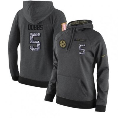 NFL Womens Nike Pittsburgh Steelers 5 Joshua Dobbs Stitched Black Anthracite Salute to Service Player Performance Hoodie