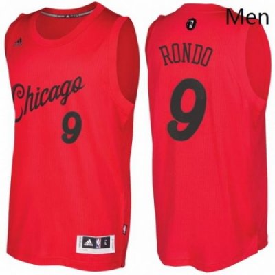 Mens Chicago Bulls 9 Rajon Rondo Red 2016 2017 Christmas Day NBA Swingman Jersey