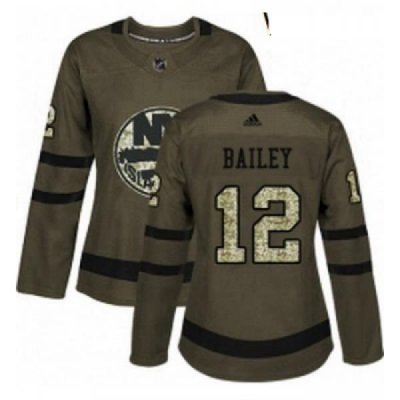 Womens Adidas New York Islanders 12 Josh Bailey Authentic Green Salute to Service NHL Jersey