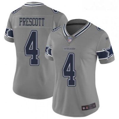 Cowboys #4 Dak Prescott Gray Women Stitched Football Limited Inverted Legend Jersey