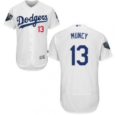 Mens Majestic Los Angeles Dodgers 13 Max Muncy White Home Flex Base Authentic Collection 2018 World Series Jersey