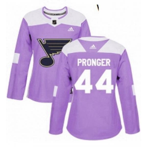 Womens Adidas St Louis Blues 44 Chris Pronger Authentic Purple Fights Cancer Practice NHL Jersey