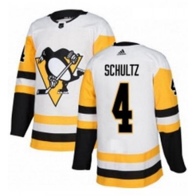 Youth Adidas Pittsburgh Penguins 4 Justin Schultz Authentic White Away NHL Jersey