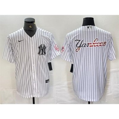 Men NeW York Yankees White Team Big Logo Cool Base Stitched Baseball Jersey