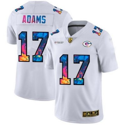 Green Bay Green Bay Green Bay Green Bay Packers 17 Davante Adams Men White Nike Multi Color 2020 NFL Crucial Catch Limited NFL Jersey