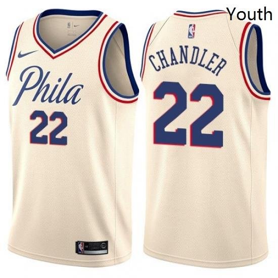 Youth Nike Philadelphia 76ers 22 Wilson Chandler Swingman Cream NBA Jersey City Edition