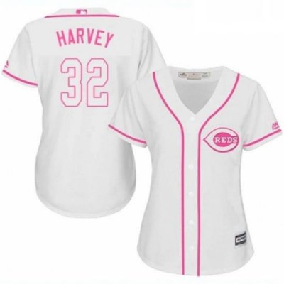 Womens Majestic Cincinnati Reds 32 Matt Harvey Authentic White Fashion Cool Base MLB Jersey