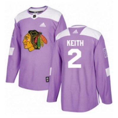 Youth Adidas Chicago Blackhawks 2 Duncan Keith Authentic Purple Fights Cancer Practice NHL Jersey