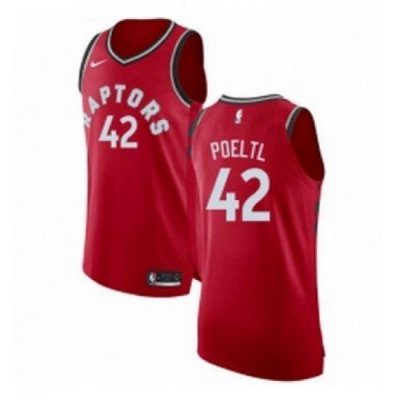 Youth Nike Toronto Raptors 42 Jakob Poeltl Authentic Red Road NBA Jersey Icon Edition