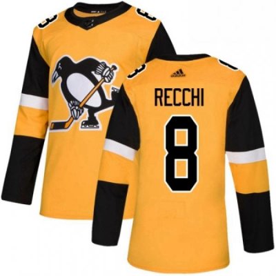 Mens Adidas Pittsburgh Penguins 8 Mark Recchi Premier Gold Alternate NHL Jersey