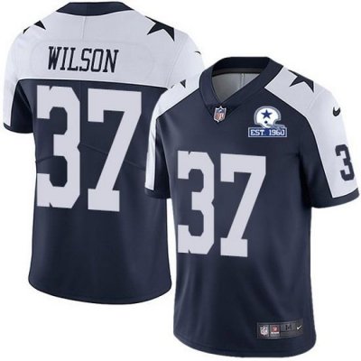 Nike Cowboys 37 Donovan Wilson Navy Blue Thanksgiving Men Stitched With Established In 1960 Patch NFL Vapor Untouchable Limited Throwback Jersey