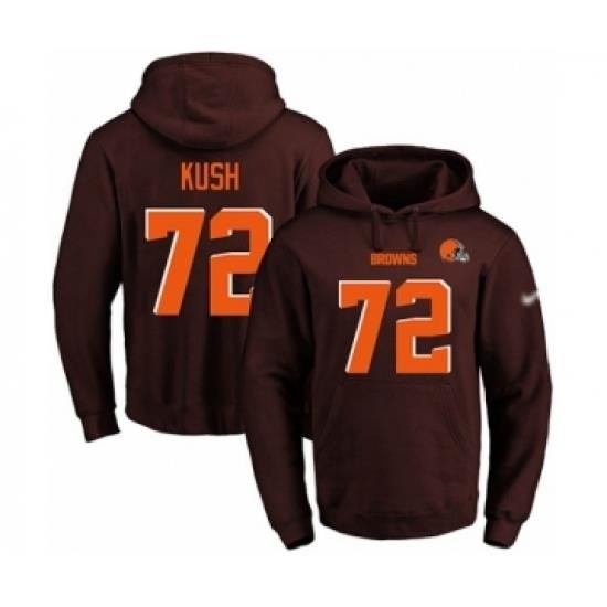 Football Mens Cleveland Browns 72 Eric Kush Brown Name Number Pullover Hoodie