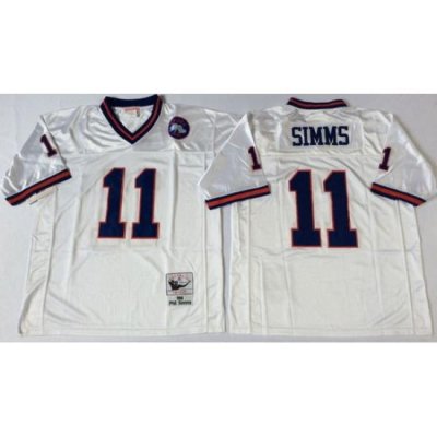 Men New York Giants 11 Phil Simms White M&N Throwback Jersey