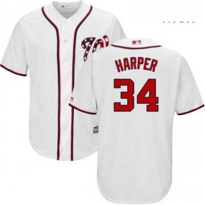 Mens Majestic Washington Nationals 34 Bryce Harper Replica White Home Cool Base MLB Jersey