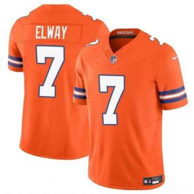 Youth Denver Broncos 7 John Elway Orange F U S E  Mile High Collection 1977 Throwback Vapor Limited Stitched Football Jersey