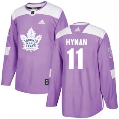 Mens Adidas Toronto Maple Leafs 11 Zach Hyman Authentic Purple Fights Cancer Practice NHL Jersey