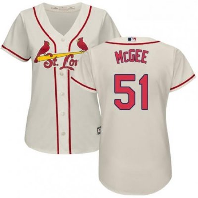 Womens Majestic St Louis Cardinals 51 Willie McGee Replica Cream Alternate Cool Base MLB Jersey