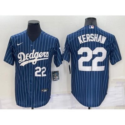 Men Los Angeles Dodgers 22 Clayton KershaW Navy Cool Base Stitched Baseball Jersey