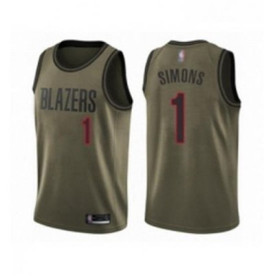 Youth Portland Trail Blazers 1 Anfernee Simons Swingman Green Salute to Service Basketball Jersey