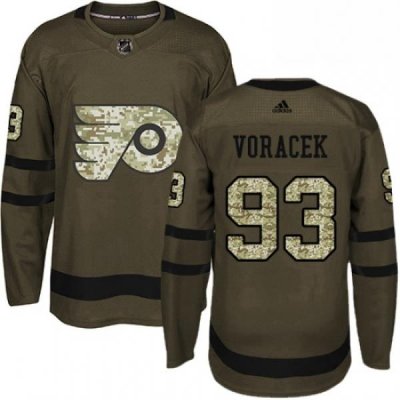 Mens Adidas Philadelphia Flyers 93 Jakub Voracek Premier Green Salute to Service NHL Jersey