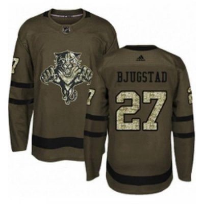 Youth Adidas Florida Panthers 27 Nick Bjugstad Authentic Green Salute to Service NHL Jersey