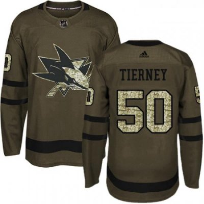 Youth Adidas San Jose Sharks 50 Chris Tierney Premier Green Salute to Service NHL Jersey