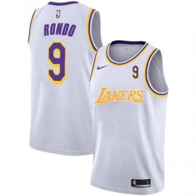 Lakers 9 Rajon Rondo White 2020 2021 New City Edition Nike Swingman Jerseys