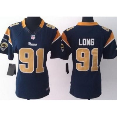 Women Nike St.Louis Rams 91 Chris Long Dark Blue LIMITED Jerseys