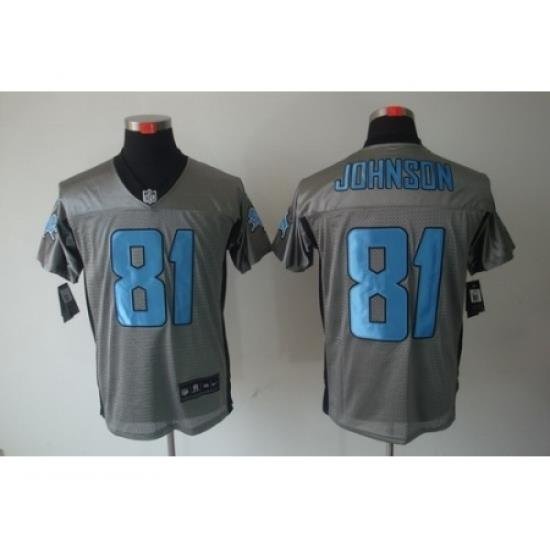 Nike Detroit Lions 81 Calvin Johnson Grey Elite Shadow NFL Jersey