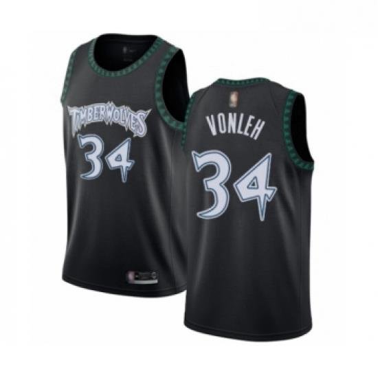 Womens Minnesota Timberwolves 34 Noah Vonleh Swingman Black Hardwood Classics Jersey