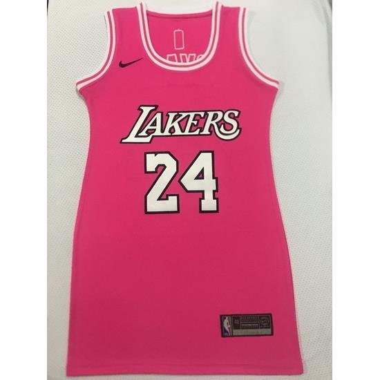 Women Los Angeles Lakers 24 Kobe Bryant Dress Stitched Jersey Pink